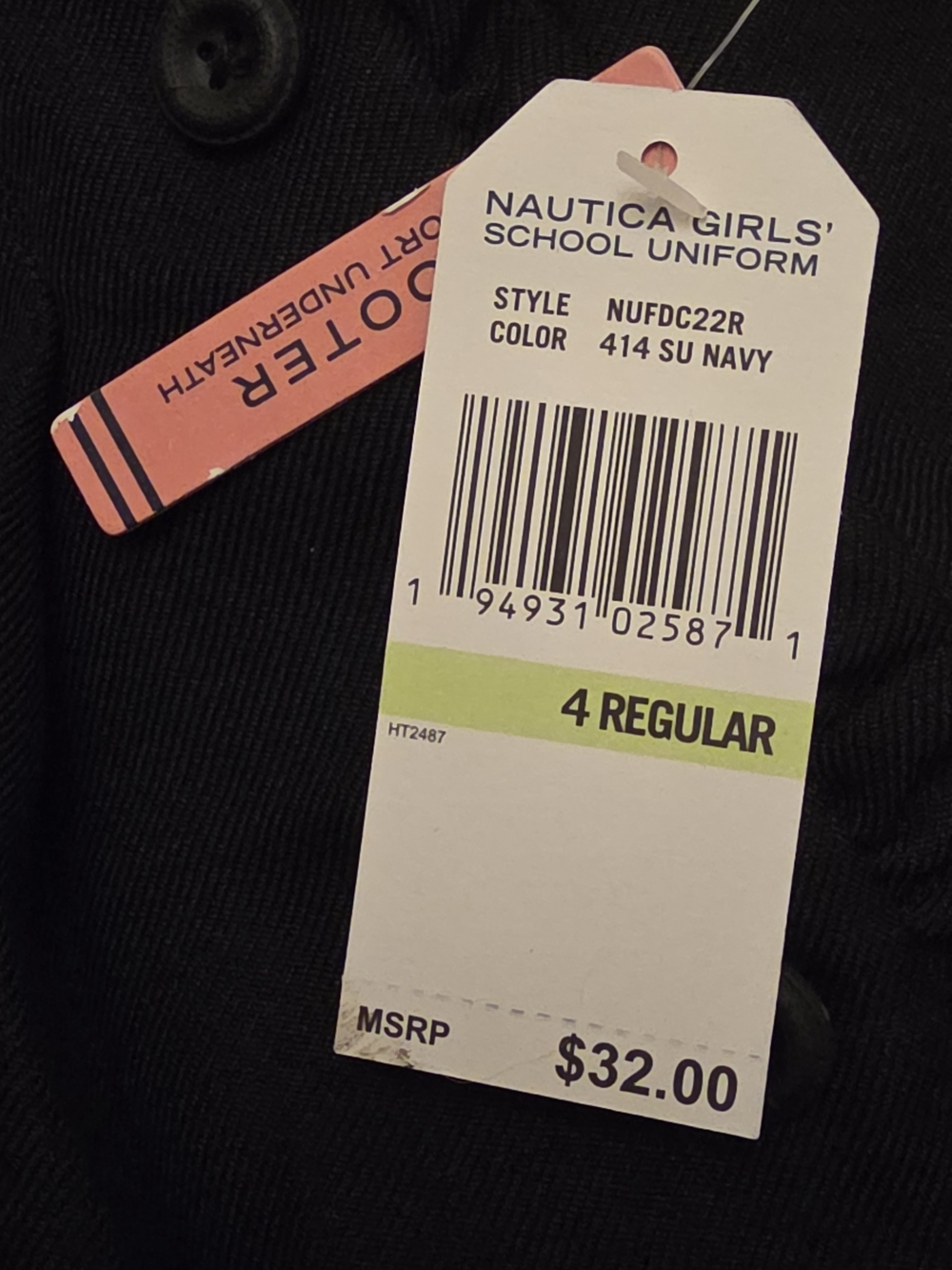 Nautica Girls Dark Navy Pleated Skort with Button Accents Size 4 School Uniform - Picture 5 of 9